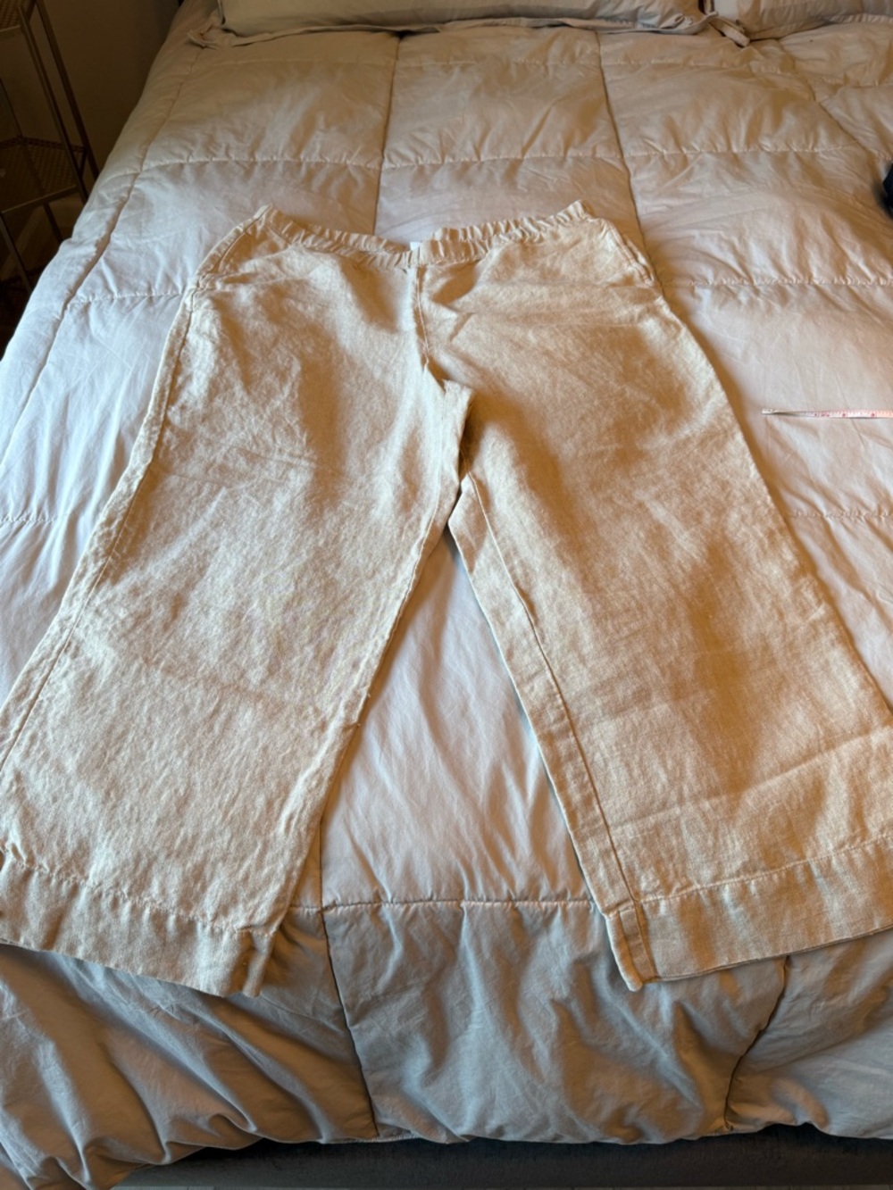 J. Jill Natural Beige Linen Elastic Waist Pants